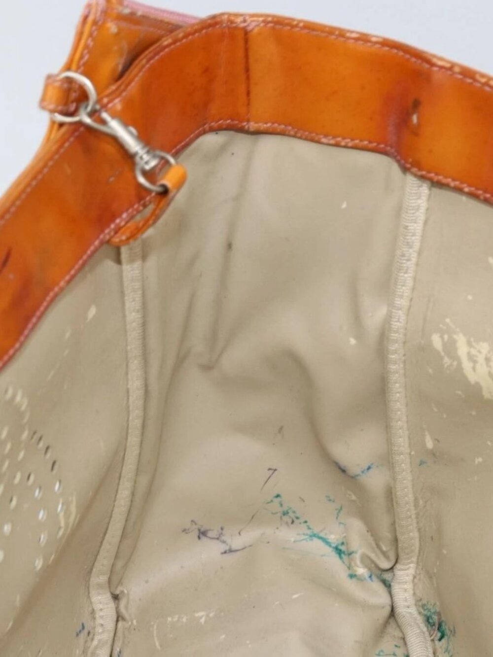 CHANEL Chain Tote Bag Patent leather Orange Silver CC Auth 169018 - Picture 12 of 16